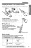 Page 1111
Installation
Preparation
For assistance, please call: 1-800-211-PANA(7262)
Installing the Battery in the Cordless Handset
Insert the battery ( ), and press it down until it snaps into the compartment ( ). 
Close the cover.
To replace the battery:
Press the notch on the cover ﬁrmly and slide it as 
indicated by the arrow. Replace the old battery with a 
new one (p. 12). Close the cover and charge the 
cordless handset for about 15 hours.
Battery Charge
Place the cordless handset on the 
charger and...