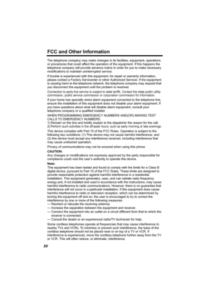 Page 80FCC and Other Information 
80
The telephone company may make changes in its facilities, equipment, operations 
or procedures that could affect the operation of the equipment. If this happens the 
telephone company will provide advance notice in order for you to make necessary 
modifications to maintain uninterrupted service.
If trouble is experienced with this equipment, for repair or warranty information, 
please contact a Factory Servicenter or other Authorized Servicer. If the equipment 
is causing...