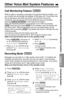 Page 7575
Chapter 4
Voice Mail System/Automated Attendant System/ Answering System
Other Voice Mail System Features
Recording Mode
Messages are recorded in a “High quality sound mode”. To lengthen the
available recording time, the base unit user can select “Long recording
mode” which doubles the total recording time to 100 minutes. Your phone
comes from the factory set to “High quality sound mode”.
Make sure that the base unit is in the standby mode.
Base Unit
1Press (FUNCTION).
2Press  or  until the arrow...