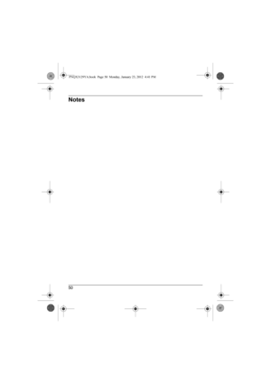 Page 50Notes
50
PNQX3129YA.book  Page 50  Monday, January 23, 2012  4:41 PM 