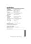 Page 75Useful Information
For assistance, please call: 1-800-211-PANA(7262)75
Specifications
■Base Unit
Power Supply:AC Adaptor (120 V AC, 60 Hz)
Power Consumption:Standby: Approx. 2.1 W
Maximum: Approx. 5.0 W
Frequency:2.40 GHz – 2.48 GHz
Dimensions (H x W x D):Approx. 124 mm x 155 mm x 174 mm
(4 
7/8 x 6 3/32 x 6 27/32)
Mass (Weight):Approx. 390 g (0.86 lb.)
■Handset
Power Supply:Ni-MH battery (3.6 V, 830 mAh)
Frequency:2.40 GHz – 2.48 GHz
Dimensions (H x W x D):Approx. 208 mm x 52 mm x 39 mm
(8 
3/16 x 2...