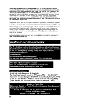 Page 7878
THERE ARE NO EXPRESS WARRANTIES EXCEPT AS LISTED UNDER “LIMITED 
WARRANTY COVERAGE”. THE WARRANTOR IS NOT LIABLE FOR INCIDENTAL OR
CONSEQUENTIAL DAMAGES RESULTING FROM THE USE OF THIS PRODUCT, OR
ARISING OUT OF ANY BREACH OF THIS WARRANTY.(As examples, this excludes
damages for lost time, lost calls or messages, cost of having someone re\
move or re-install
an installed unit if applicable, travel to and from the servicer. The it\
ems listed are not
exclusive, but are for illustration only.)  ALL...