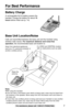 Page 33For assistance, please call: 1-800-211-PANA(7262)For assistance, please call: 1-800-211-PANA(7262)
For Best Performance
Battery Charge
A rechargeable Ni-Cd battery powers the
handset. Charge the battery for about 15
hoursbefore initial use (p. 14).
Base Unit Location/Noise
Calls are transmitted between the base unit and the handset using
wireless radio waves. For maximum distance and noise-free
operation, the recommended base unit location is:
Note:
While using the handset:
•If you are near a microwave...