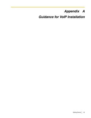 Page 45Getting Started 45
Appendix A
Guidance for VoIP Installation 