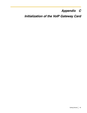 Page 65Getting Started 65
Appendix C
Initialization of the VoIP Gateway Card 