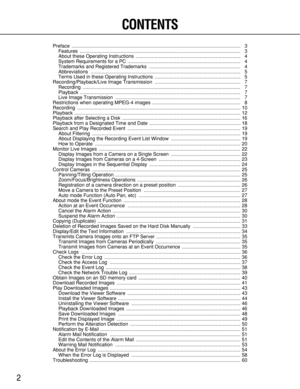 Page 22
CONTENTS
Preface ............................................................................................................................ 3
Features ......................................................................................................................3
About these Operating Instructions  ............................................................................. 4
System Requirements for a PC ................................................................................... 4...