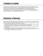 Page 33
Limitation of Liability
Disclaimer of Warranty
THIS PUBLICATION IS PROVIDED AS IS WITHOUT WARRANTY OF ANY KIND, EITHER EXPRESS OR
IMPLIED, INCLUDING BUT NOT LIMITED TO, THE IMPLIED WARRANTIES OF MERCHANTABILITY, FITNESS
FOR ANY PARTICULAR PURPOSE, OR NON-INFRINGEMENT OF THE THIRD PARTY’S RIGHT.
THIS PUBLICATION COULD INCLUDE TECHNICAL INACCURACIES OR TYPOGRAPHICAL ERRORS.
CHANGES ARE ADDED TO THE INFORMATION HEREIN, AT ANY TIME, FOR THE IMPROVEMENTS OF THIS
PUBLICATION AND/OR THE CORRESPONDING PRODUCT...