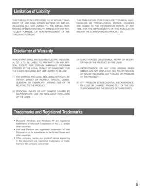 Page 55
Limitation of Liability
THIS PUBLICATION IS PROVIDED AS IS WITHOUT WAR-
RANTY OF ANY KIND, EITHER EXPRESS OR IMPLIED,
INCLUDING BUT NOT LIMITED TO, THE IMPLIED WAR-
RANTIES OF MERCHANTABILITY, FITNESS FOR ANY PAR-
TICULAR PURPOSE, OR NON-INFRINGEMENT OF THE
THIRD PARTY’S RIGHT.THIS PUBLICATION COULD INCLUDE TECHNICAL INAC-
CURACIES OR TYPOGRAPHICAL ERRORS. CHANGES
ARE ADDED TO THE INFORMATION HEREIN, AT ANY
TIME, FOR THE IMPROVEMENTS OF THIS PUBLICATION
AND/OR THE CORRESPONDING PRODUCT (S).
Trademarks...