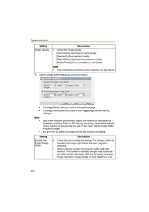 Page 110Operating Instructions
110
7.Set the image buffer frequency, and click [Next>].
 Clicking [