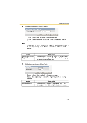 Page 121Operating Instructions
121
5.Set the image settings, and click [Next>]. 
 Clicking [].
 Clicking [