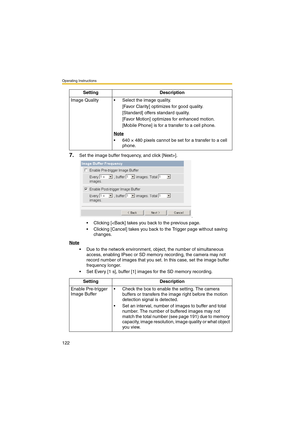 Page 122Operating Instructions
122
7.Set the image buffer frequency, and click [Next>].
fif
 Clicking [