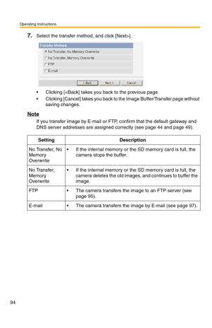 Page 94Operating Instructions
94
7.Select the transfer method, and click [Next>].
 Clicking [