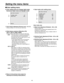 Page 4848
Color setting menu
  Color setting menu for halogen light mode, 
fluorescent light mode and daylight mode
 Color Set 
 Chroma Level              +1 White Bal                ATW
Return
1--------
2--------
3------
1 Color density adjustment [Chroma Level: –3 to +3]
(Factory setting: ±0; + for the user mode only)
2   White balance selection [White Bal: ATW, 
AWC A, AWC B, 3200K, 5600K]
(Factory setting: ATW; AWC A for the user mode only)
  ATW:    The white balance is adjusted automatically...