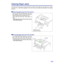 Page 3535
Clearing Paper Jams
Torn documents, thin documents or documents that are creased on the top edge may cause paper jams. If a paper
jam occurs (“U xx JAM” will be displayed on the LCD), remove the jammed sheet according to the following
procedure.
ºº º ºRemoving paper jams from the scanner
Use your hand to pull towards you the front
door release, open the front door and pull
the jammed document towards the front.
Then close the front door. (See ﬁgure on
right.)
•
Push both sides of the front door down...