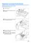 Page 3535
Replacing Consumable Roller Modules
∫Replacing paper feed roller modules
Recommended change : 300,000 scans
1Turn the power off.
2Push the ADF door release to open the
ADF door.
3Pull down the paper feed roller module
in the direction of the arrow.
4Remove the paper feed roller module
as shown on the figure.
5Open the optional roller exchange kit
(KV-SS015), and take out the new
paper feed roller module.
ADF door
ADF door release 