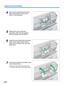 Page 32Replacing Consumables
32
4Remove the double-feed prevention 
roller in the direction of the arrow 
shown in the illustration.
5Retrieve the new double-feed 
prevention roller from the optional 
Roller Exchange Kit (KV-SS030).
6Install the new double-feed prevention 
roller into the metal holder with the 
longer groove facing to the right-side 
(Rear view).
7Close the double-feed prevention roller 
cover (Green) firmly.
•Make sure both sides of the double-feed 
prevention roller cover
 (Green) lock in...