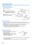 Page 2222
Cleaning the Unit
∫Outside of the scanner
≥Clean the unit at least once a month.
1Turn the power off.
2Clean the cover with a soft cloth.
≥The document insertion and exit slots get
dirty easily. Make sure to clean them.
3Remove dirt and dust from the fan
exhaust vent with a brush.
∫Inside the scanner
≥Clean the unit at least once a week or when 20,000 sheets have been scanned, whichever comes first.
≥Clean the rollers, sensors and double feed detectors if paper jamming or double feeding occurs...