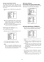 Page 42■Camera Setting
●To Display the Camera Setting Menu
Move the cursor to CAMERA O, and press the CAM
(SET) button. The camera setting menu appears.
●Camera Identification (CAMERA ID)
1. Move the cursor to CAMERA ID, and select ON to
display the camera identification with the joystick.
2. Follow the steps below to edit the camera ID char-
acters.
2-1 Move the cursor to CAMERA ID and press the
CAM (SET) button to display the character edit-
ing menu.
2-2 Move the cursor to the character you want to edit
or...