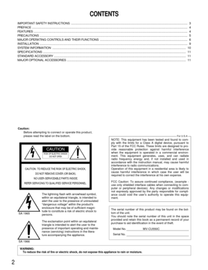 Page 22
CONTENTS
IMPORTANT SAFETY INSTRUCTIONS  ......................................................................................................................................... 3
PREFACE ....................................................................................................................................................................................... 4
FEATURES...