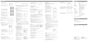 Page 2•PIX OFF Setting (PIX OFF)
In this setting, you can assign a blemish position and compensate the blemish.
1. Move the cursor to PIX OFF and press I(S). The PIX OFF menu appears.
2. Select a number and press 
I(S). The blemish compensation position setting screen appears.
Press I(L), I(R), I(U) or I(D) to place the + cursor on the blemish position. After
moving the + cursor to a position where the blemish looks inconspicuous, press I(S).
Consequently, the blemish compensation position is set up and the...