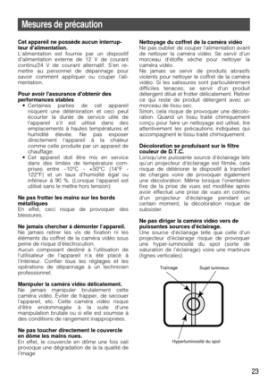 Page 2323
Mesures de précaution
Cet appareil ne possède aucun interrup-
teur dalimentation.
L‘alimentation est fournie par un dispositif
d’alimentation externe de 12 V de courant
continu/24 V de courant alternatif. S’en re-
mettre au personnel de dépannage pour
savoir comment appliquer ou couper l’ali-
mentation.
Pour avoir lassurance dobtenir des
performances stables• Certaines parties de cet appareil risquent une détérioration et ceci peut
écourter la durée de service utile de
lappareil sil est utilisé dans...