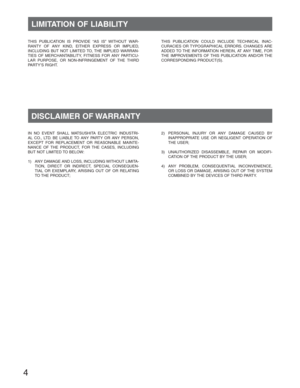 Page 44
LIMITATION OF LIABILITY
THIS PUBLICATION IS PROVIDE “AS IS” WITHOUT WAR-
RANTY OF ANY KIND, EITHER EXPRESS OR IMPLIED, 
INCLUDING BUT NOT LIMITED TO, THE IMPLIED WARRAN-
TIES OF MERCHANTABILITY, FITNESS FOR ANY PARTICU-
LAR PURPOSE, OR NON-INFRINGEMENT OF THE THIRD 
PARTY’S RIGHT.THIS PUBLICATION COULD INCLUDE TECHNICAL INAC-
CURACIES OR TYPOGRAPHICAL ERRORS. CHANGES ARE 
ADDED TO THE INFORMATION HEREIN, AT ANY TIME, FOR 
THE IMPROVEMENTS OF THIS PUBLICATION AND/OR THE 
CORRESPONDING PRODUCT(S)....