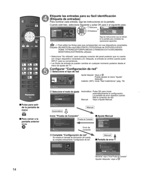 Page 1414
 
 Pulse para salir 
de la pantalla de 
menú
 
 Para volver a la 
pantalla anterior 
Etiquete las entradas para su fácil identificación 
(Etiqueta de entradas)
Para nombrar cada entrada, siga las instrucciones en la pantalla.
Cuando esté listo, seleccione Siguiente y pulse OK para ir al siguiente paso.
Títulos de entradas
Paso 5 de 7¿Qué está conectado a HDMI 1 ?
Para su comodidad usted puede designar nombres a las entradas. Las etiquetas se 
mostrarán en el menú de “Seleccionar entrada”
HDMI
Coloca...
