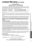 Page 6161
Support Information
 Limited Warranty (for Canada)
 Customer Services Directory (for U.S.A. and Puerto Rico)
 Limited Warranty (for Canada)
Panasonic Canada Inc.
5770 Ambler Drive, Mississauga, Ontario L4W 2T3
PANASONIC PRODUCT – LIMITED WARRANTY
Panasonic Canada Inc. warrants this product to be free from defects in m\
aterial and workmanship under normal use and 
for a period as stated below from the date of original purchase agrees t\
o, at its option either (a) repair your product with 
new or...