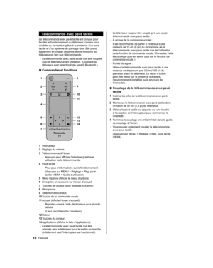 Page 76  Télécommande avec pavé tactile
 
La télécommande avec pavé tactile est conçue pour 
faciliter le fonctionnement du téléviseur, comme pour 
