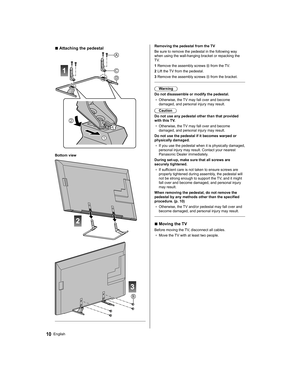 Page 10   
Removing the pedestal from the TV
  