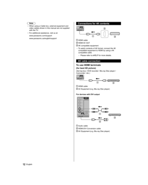 Page 12  Note
●  
When using a Cable box, external equipment and 
