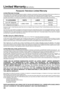 Page 3030
Limited Warranty (for U.S.A.)
Panasonic Television Limited Warranty
Limited Warranty CoverageIf your product does not work properly because of a defect in materials \
or workmanship, Panasonic Corporation of North America (referred to as 
“the warrantor”) will, for the length of the period indicated on \
the chart below, which starts with the date of original purchase
(“Limited Warranty period”), at its option either (a) repair your product with new or refurbished parts, (b) replace it with a new or a...