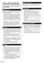 Page 2524English
  
Care and Cleaning
 First, unplug the power cord plug from 
the wall outlet.
 Display panel
 The front of the display panel has been specially treated. 
Wipe the panel surface gently using only a cleaning 
cloth or a soft, lint-free cloth.●   If the surface is particularly dirty after cleaning up the 
dust, soak a soft, lint-free cloth in diluted, mild liquid 
dish soap (1 part mild liquid dish soap diluted by 
100 times the amount of water), and then wring the 
cloth to remove excess liquid....