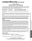 Page 5151
Support Information
 Limited Warranty (for Canada)
 Customer Services Directory (for U.S.A. and Puerto Rico)
Limited Warranty (for Canada)
Panasonic Canada Inc.
5770 Ambler Drive, Mississauga, Ontario L4W 2T3
PANASONIC PRODUCT – LIMITED WARRANTY
Panasonic Canada Inc. warrants this product to be free from defects in material and workmanship under normal use and 
for a period as stated below from the date of original purchase agrees to, at its option either (a) repair your product with 
new or...