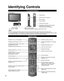 Page 1212
SUBMENU
Identifying Controls
Remote control sensor
Within about 23 feet (7 meters) in front of the TV set. Power indicator 
(on:  red, off:  no light)
Note
 The TV consumes a limited amount of power as long as the power cord is inserted into the wall outlet.
 In Demonstrates1080p FULL HD Resolution, the background screen is not displayed, except when the video input is 1080i and 1080p
 Demonstrates Motion Focus Technology doesn’t operate when the video input is HDMI24p.
TV controls/indicators
Changes...