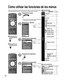 Page 8626
Menú Elemento
Tarjeta 
SDTarjeta SD
CCCC
Ajuste
Modo surf
Idioma
Reloj
Programa canal
Dispositi. 
externos
Títulos de entradas
Ajuste
VIERA LinkVIERA Link
Apaga control
Prende control
Altavoz inicial
Ajuste avanzado
Autoencendido
Apaga sin señal
Apaga sin operación
Economía de 
energía
Reproducir tarjeta SD 
auto
Acerca de
Restaurar
Menú Elemento
Ajuste 
SUB MENUModo surf
Configurar favorito
CC
Seleccionar títulos
Medidor de señal
Cómo utilizar las funciones de los menús 
■ Lista de menús
■ Lista de...