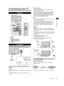Page 12Connecting the TV
11English
et. 
ng 
he 
pth of ew
e)
m)
m)
m)
arry 
s 
that 
r 
s or 
 
nd 
njury rrect 
Connecting the TV
Terminals
Rear of the TV
2 1 4
3 5
1 HDMI 1 - 2
2 AV IN
3 ANTENNA/CABLE IN
4 DIGITAL AUDIO OUT
5 USB port
 Connections
 Antenna or cable and power cord connection
Cable TV
Power cord 
(supplied) VHF/UHF Antenna
or
Insert the power cord plug (included) firmly into 
place.
Important:   
●
Disconnect the power cord plug from the wall outlet 
fi

rst.
 
●
The included power cord is for...
