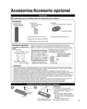 Page 295
Manual de instrucciones (Libro)
Manual de instrucciones (CD-ROM)
Accesorios/Accesorio opcional
Instalación de las pilas del mando a distancia
Abrir.
Gancho
Ponga las polaridades (+ o -) 
en las posiciones correctas
Cierre
Precaución
 La instalación mal hecha puede 
causar fugas de electrolito y corrosión, 
lo que podría dañar el mando a 
distancia.
• No mezcle pilas viejas y nuevas.
• No mezcle pilas de tipos diferentes  (pilas alcalinas y de manganeso, por 
ejemplo).
• No utilice baterías (Ni-Cd).  No...