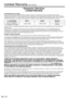 Page 2322English
  
Limited Warranty (for U.S.A.)
 
Panasonic Television Limited Warranty
Limited Warranty CoverageIf your product does not work properly because of a defect in materials \
or workmanship, Panasonic Corporation of North America 
(referred to as “the warrantor”) will, for the length of the per\
iod indicated on the chart below, which starts with the date of original purchase 
(“Limited Warranty period”), at its option either (a) repair your product wit\
h new or refurbished parts, (b) replace it...