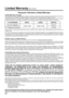 Page 3030
Limited Warranty (for U.S.A.)
Panasonic Television Limited Warranty
Limited Warranty CoverageIf your product does not work properly because of a defect in materials \
or workmanship, Panasonic Corporation of North America (referred to as 
“the warrantor”) will, for the length of the period indicated on \
the chart below, which starts with the date of original purchase
(“Limited Warranty period”), at its option either (a) repair your product with new or refurbished parts, (b) replace it with a new or a...