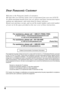 Page 44
Dear Panasonic Customer
Welcome to the Panasonic family of customers.
We hope that you will have many years of enjoyment from your new LCD TV.
To obtain maximum benefit from your set, please read these instructions before
making any adjustments, and retain them for future reference.
Retain your purchase receipt, and record the model number and serial number
of your set in the space provided on the rear cover of these instructions.
This equipment has been tested and found to comply with the limits for a...