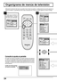 Page 3434
Organigrama de menús de televisión
Utilizando los botones del menú se pueden hacer todos los ajustes y configuraciones que este aparato es
capaz de realizar. La pantalla de menú está compuesta de 2 menús, el menú Ajuste y el menú Configu..
Púlselo para visualizar la
pantalla MENU, y púlselo
de nuevo para cancelarla.
1
MENUAjuste
Imagen
SonidoConfigu.
Ajuste Imagen
Ajuste Sonido
El cuadro de ayuda en pantalla se visualiza siempre que aparece
un menú en la pantalla. Este cuadro de ayuda indica qué...