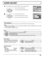 Page 2121
AUDIO ADJUST
1
2
Press to select AUDIO ADJUST.
Press to display the AUDIO ADJUST screen.
Press to select the sub-menu.
Select the setting listening to the sound.
Press to activate the setting if necessary.
MODE
Notes:
• Red display : With signal
White display : No signal
White display (All modes) : MONO
• To change the mode using SAP button
(see page 12).
STEREO/SAP/MONO BASS, TREBLE
You can change the level of each sub-menu
(BASS and TREBLE) for each MODE (AUTO,
STANDARD, DYNAMIC and MUSIC)
according...