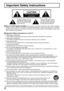 Page 22
Important Safety Instructions
CAUTION
RISK OF ELECTRIC SHOCK
DO NOT OPEN
The exclamation point within a
triangle is intended to tell the
user that important operating
and servicing instructions are in
the papers with the appliance.
 Note to CATV System Installer: This reminder is provided to direct the CATV system installer’s
attention to Article 820–40 of the NEC that provides guidelines for proper grounding and, in particular,
specifies that the cable ground shall be connected to the grounding...