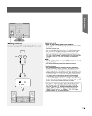 Page 1919
Getting Started
Connect an analog amplifier to enjoy high-quality stereo sound.
