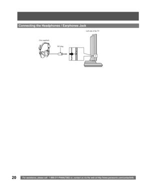 Page 2020For assistance, please call : 1-800-211-PANA(7262) or, contact us via the web at:http://www.panasonic.com/contactinfo
M3 plug
  Connecting the Headphones / Earphones Jack
Left side of the TV
(Not supplied) 