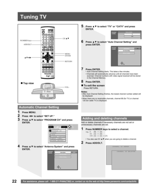 Page 2222For assistance, please call : 1-800-211-PANA(7262) or, contact us via the web at:http://www.panasonic.com/contactinfo
