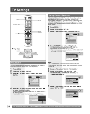 Page 2828For assistance, please call : 1-800-211-PANA(7262) or, contact us via the web at:http://www.panasonic.com/contactinfo
