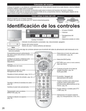 Page 2626
Identificación de los controles
Conecta/desconecta la alimentación.(Se utiliza cuando está activado el botón de la 
alimentación.)
Configura el mando a distancia para 
hacer la comunicación con otros 
dispositivos.
Volúmen
Navegaciones del menú
Selecciona canales en orden.
Navegaciones del menú
Visualiza el menú principal. 
(págs. 30-31)
Selecciona el modo de entrada. (pág. 32)
Visualiza ó elimina la bandera de canal. (pág. 28)
Cambia al canal visto previamente.
Temporizador para acostarse 
(MINUTOS)...