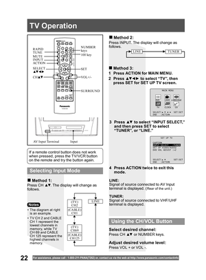 Page 2222For assistance, please call : 1- 800-211- PANA(7262) or, contact us via the web at:http://w w w.panasonic.com /contactinfo
